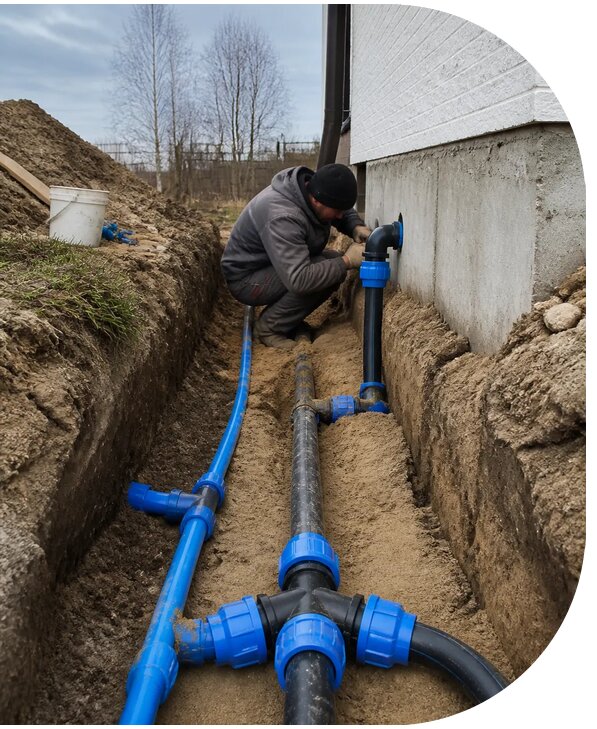 Монтаж наружного водопровода на участке под ключ в Нижнекамске